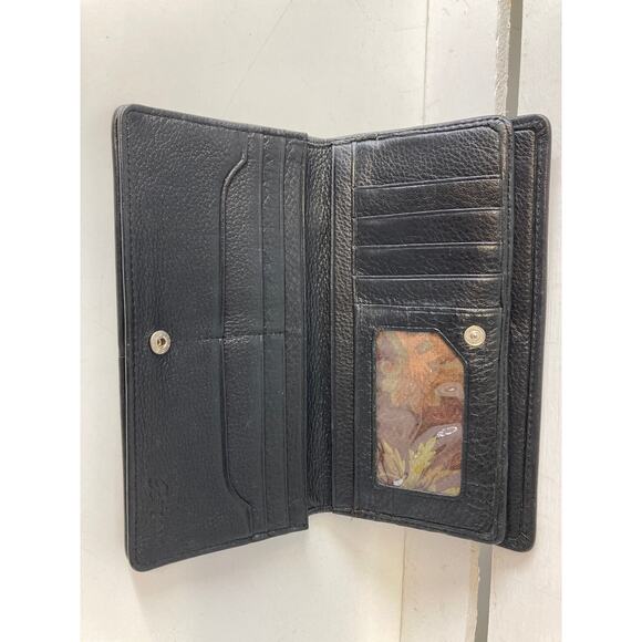 BRIGHTON LARGE BROWN EMBOSSED ANIMAL PRINT LEATHER WALLET - Picture 5 of 8